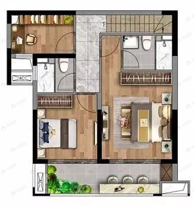 地铁中建君和城3室2厅2卫户型图