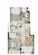 蒲湖花园3室2厅2卫户型图