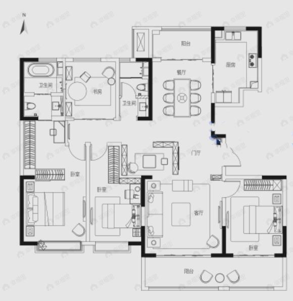 沣华熙城4室2厅2卫户型图