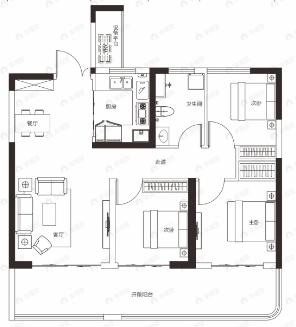 金沙湖高尔夫观邸3室2厅1卫户型图