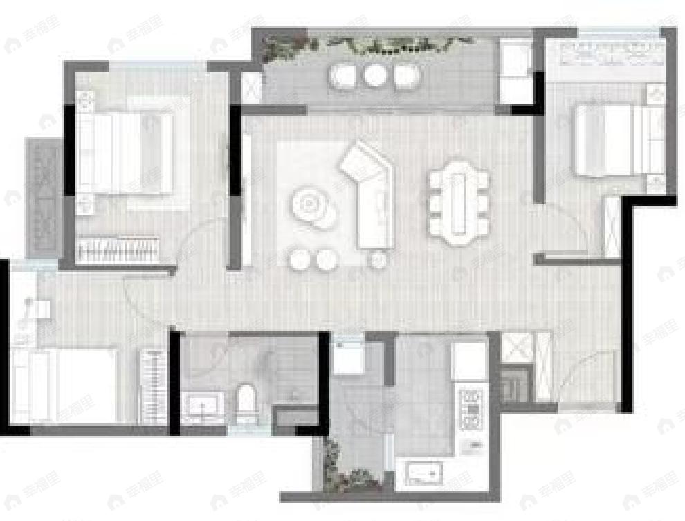 爱情天宸万象3室2厅1卫户型图
