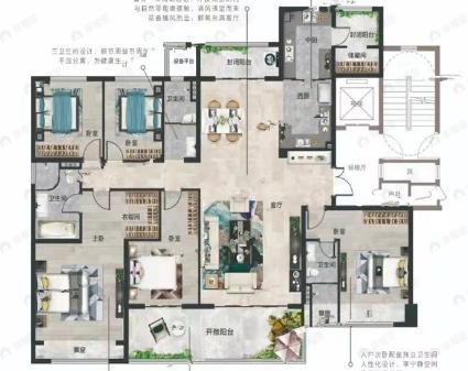 碧桂园玖华台5室2厅3卫户型图
