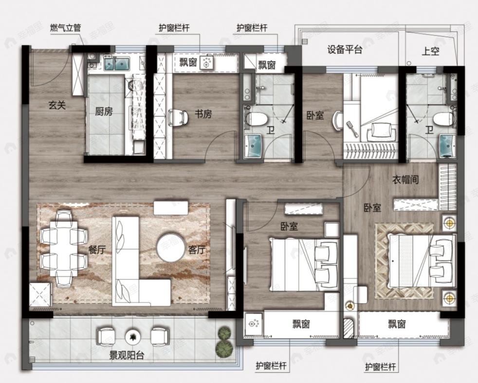 碧桂园河湾星著4室2厅2卫户型图