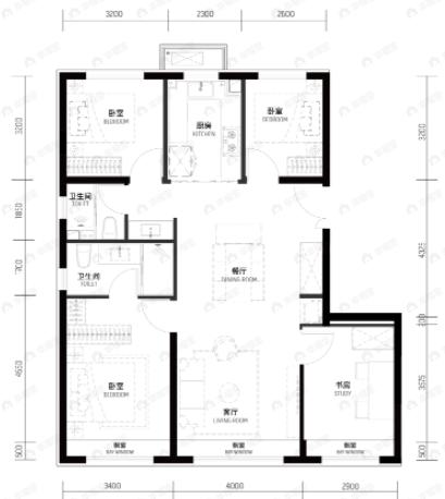 越秀·天玥4室2厅2卫户型图