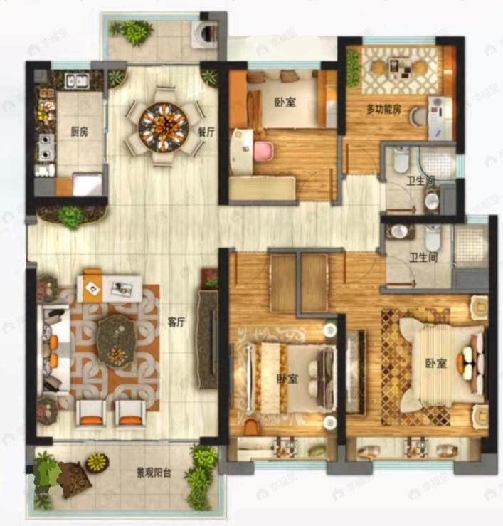 碧桂园香湖湾1号4室2厅2卫户型图