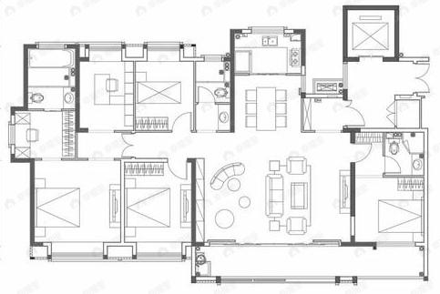 光谷澎湃城奥山府4室2厅3卫户型图