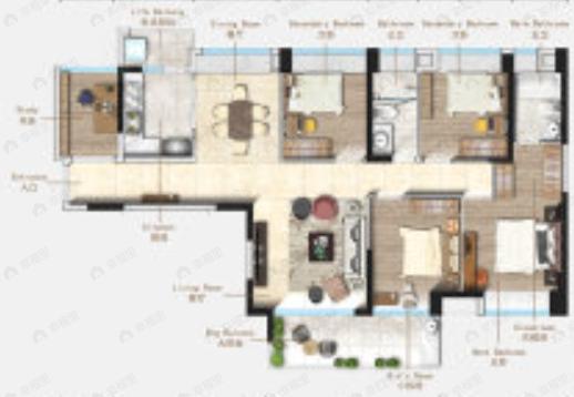 鸿瑞壹品4室2厅2卫户型图