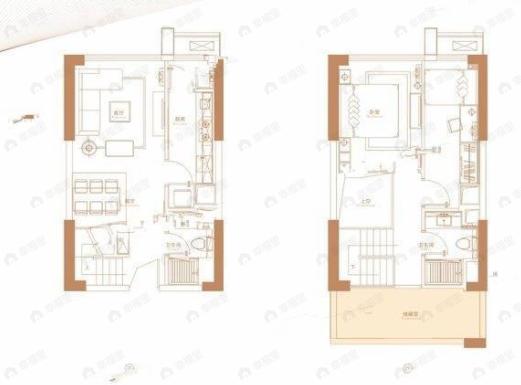 3室2厅2卫建面54平户型图