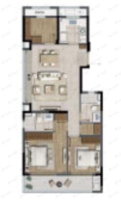 招商德信云望之宸3室2厅2卫户型图