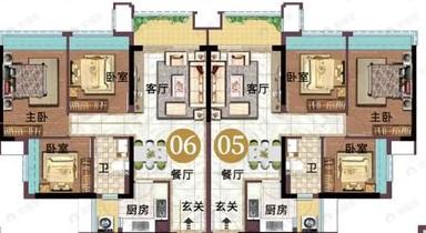 万福名雅城3室2厅1卫户型图