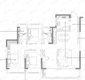 首开金茂晓棠3室2厅2卫户型图