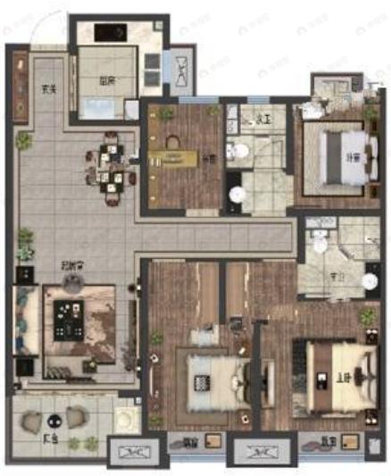 太原龙湖天鉅4室2厅2卫户型图