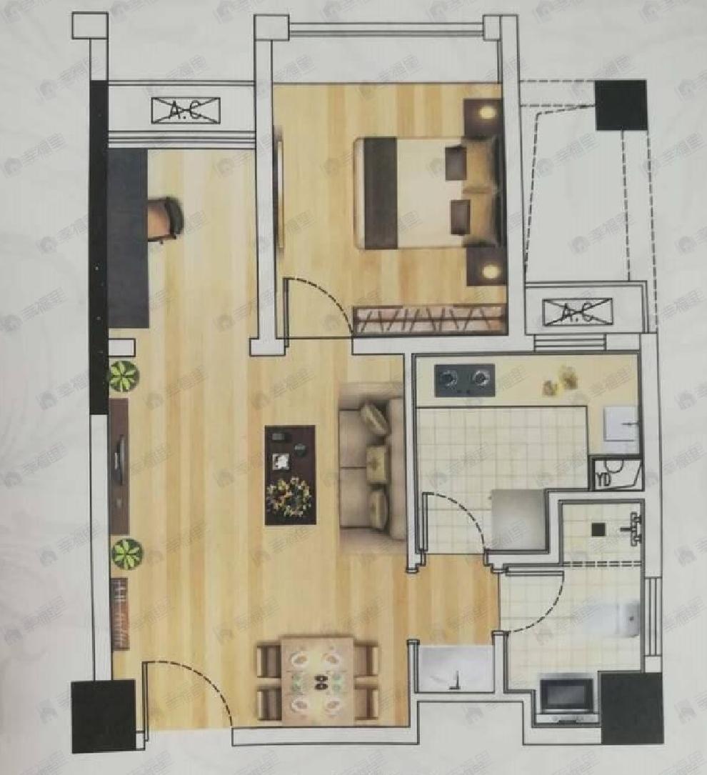电建地产云立方1室1厅1卫户型图