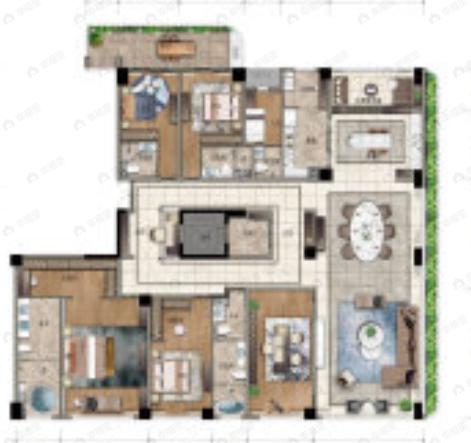 6室3厅6卫建面422平户型图