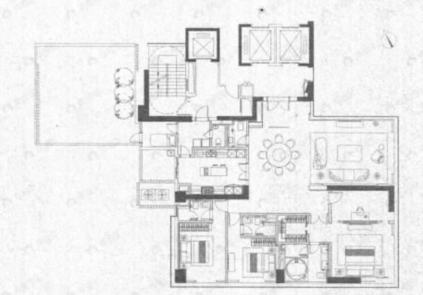 建华广场4室2厅3卫户型图
