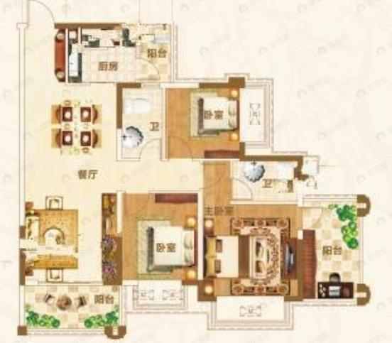 威宁首府德逸园3室2厅2卫户型图