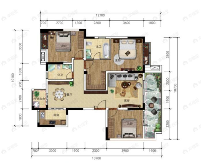 天和·睿城3室2厅2卫户型图