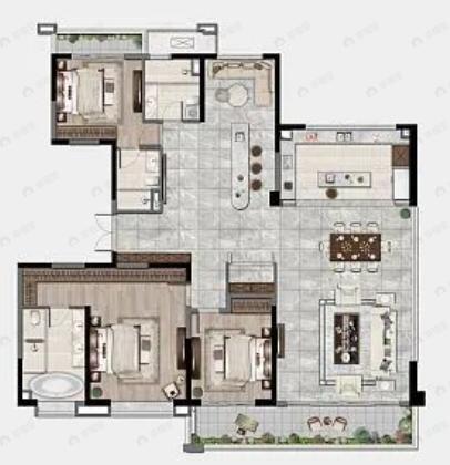 远洋万和云著3室2厅2卫户型图