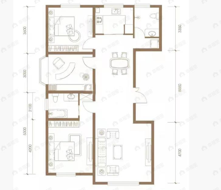 都市庭苑3室2厅2卫户型图