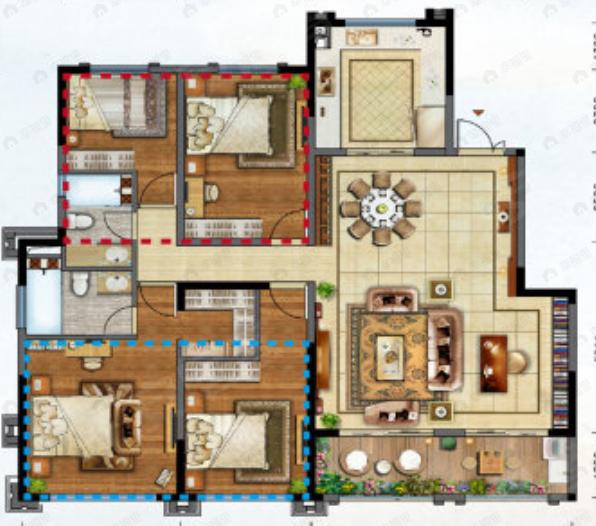 俊发生态半岛4室2厅2卫户型图