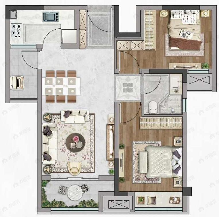 正荣朗基悦江湾2室2厅1卫户型图