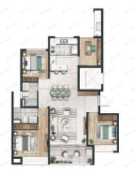 华侨城欢乐天地4室2厅2卫户型图