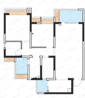 成都融创春风十里3室2厅2卫户型图