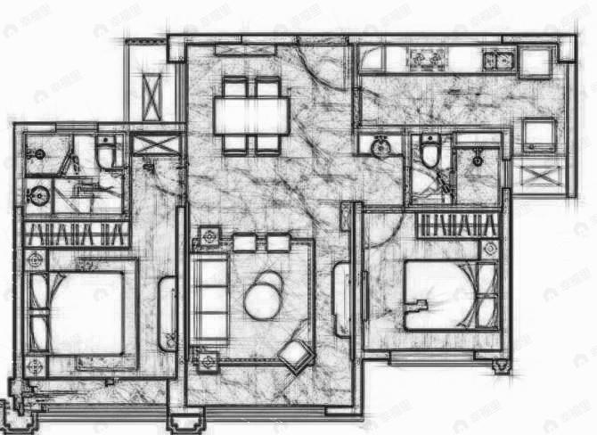 金沙宸宇公馆2室2厅2卫户型图