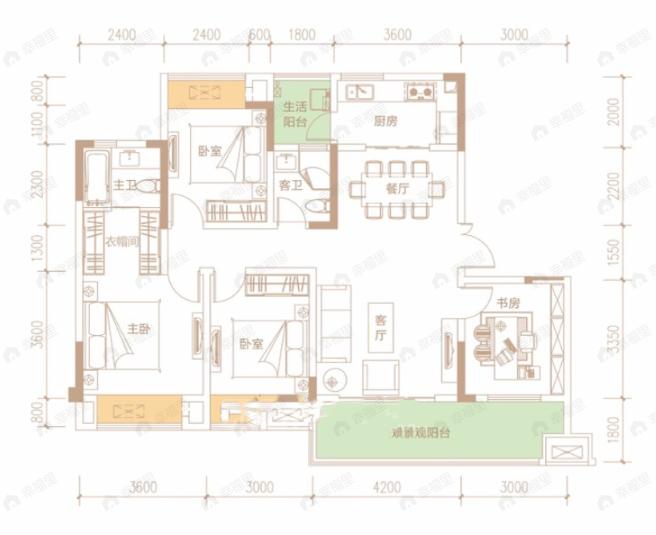 中建滨江星城4室2厅2卫户型图