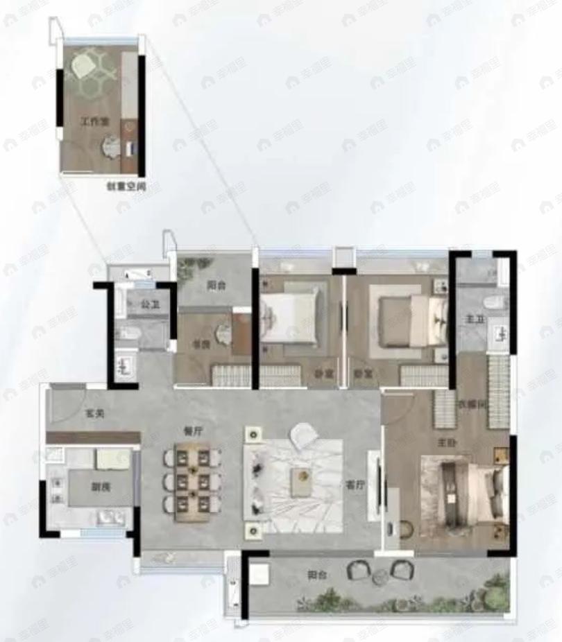 天河保利天汇4室2厅2卫户型图