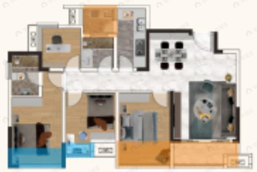 曦圆合众3室2厅2卫户型图