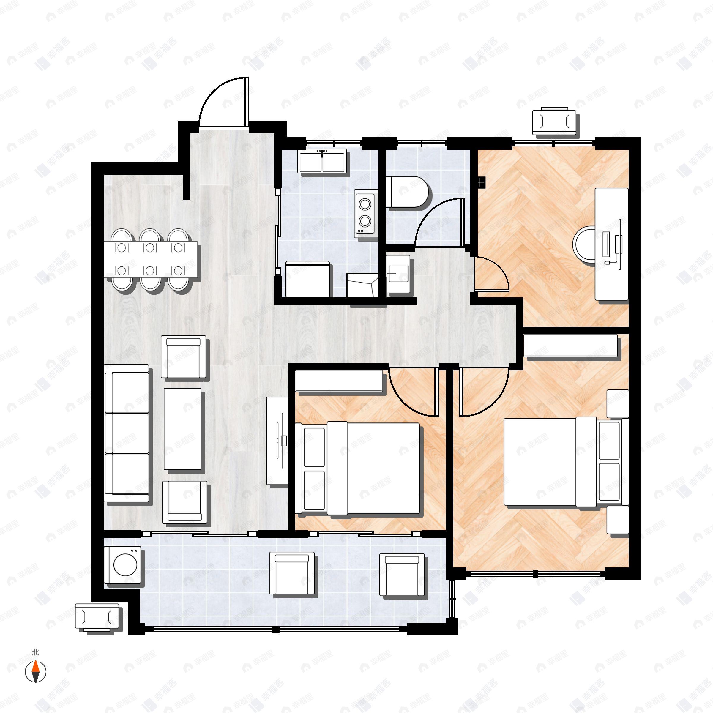 美好首玺3室2厅1卫户型图