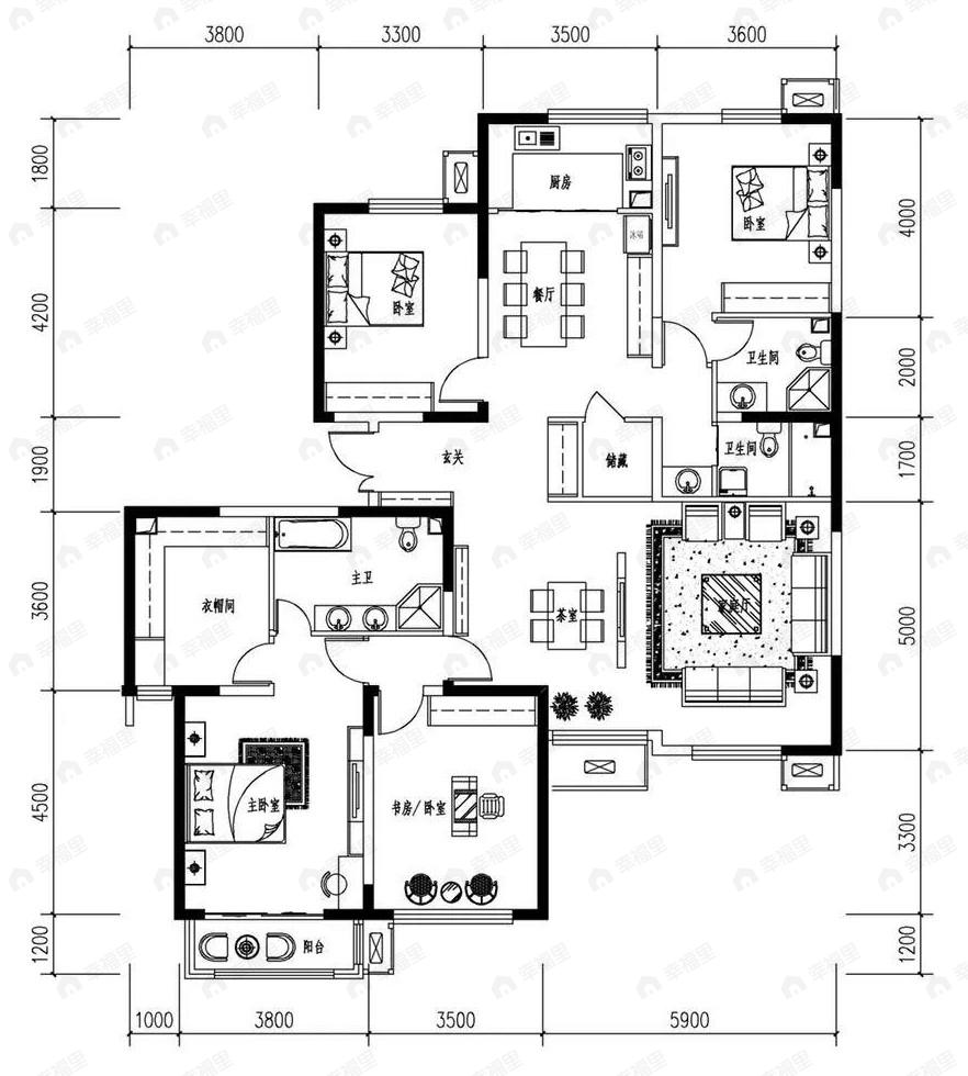 迈宇平墅4室3厅3卫户型图