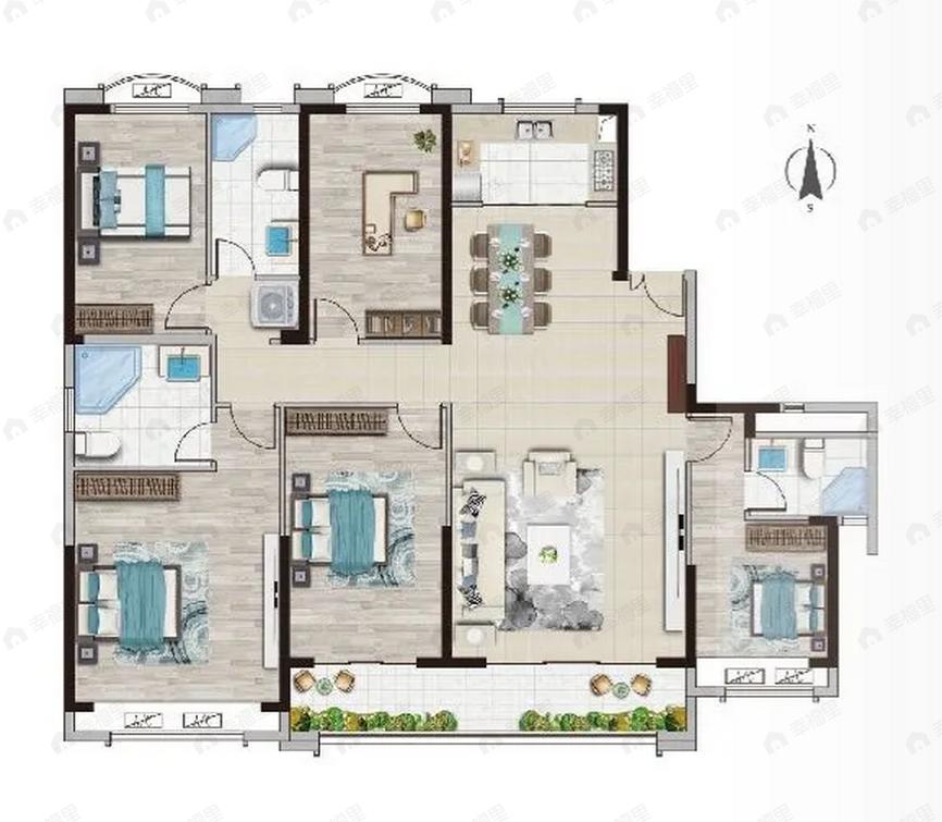 中绘·大溪地5室2厅3卫户型图