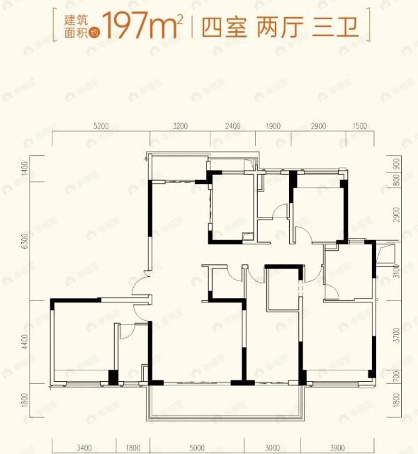 高投汇悦府4室2厅3卫户型图