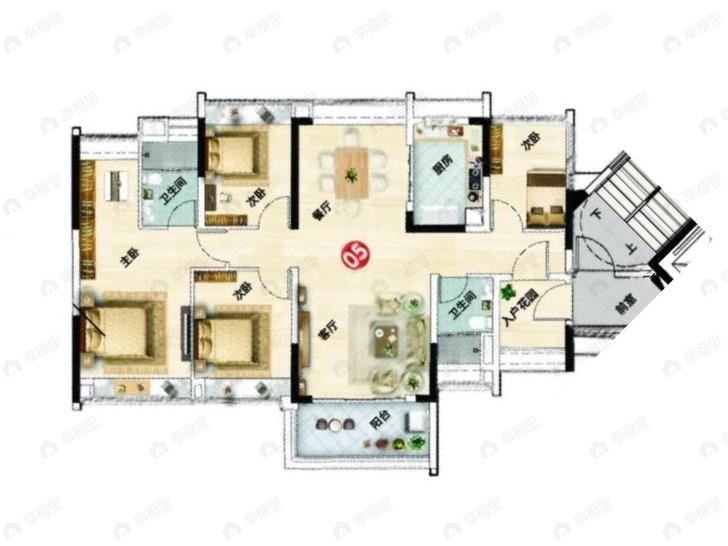 越秀臻荣府4室2厅2卫户型图