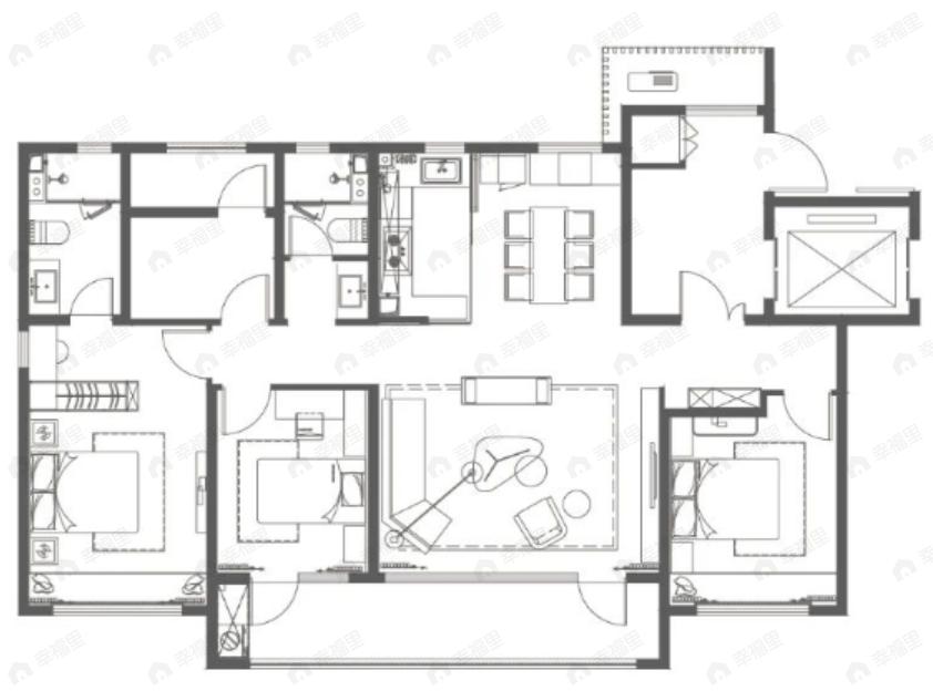 昆仑天麓湾3室2厅2卫户型图