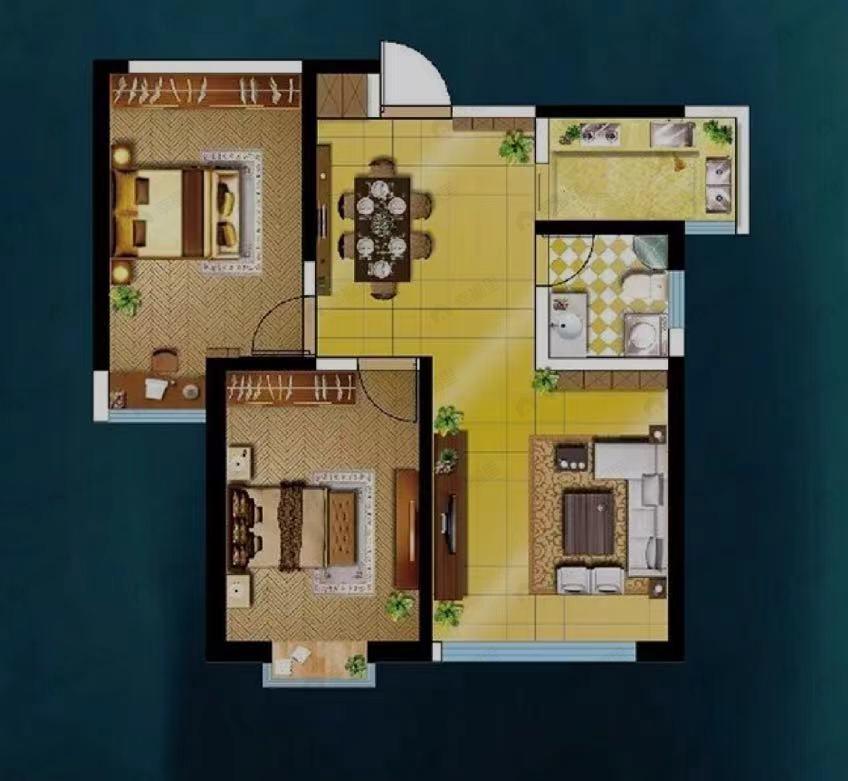 牡丹小镇2室2厅1卫户型图