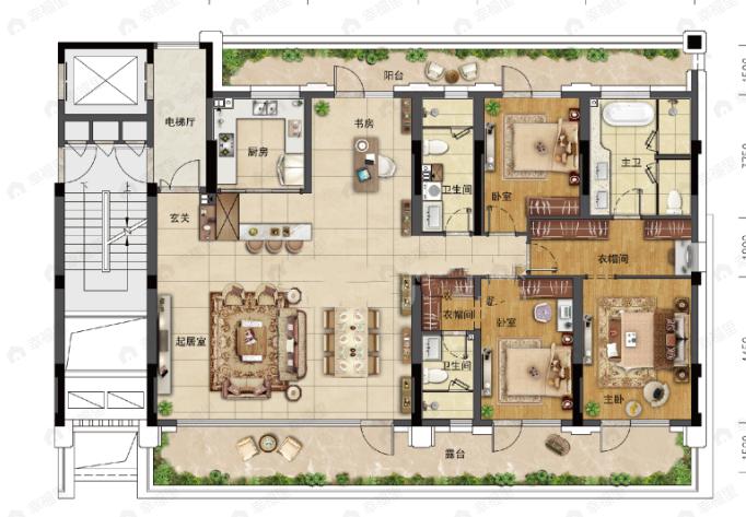 青建金尊府4室2厅3卫户型图
