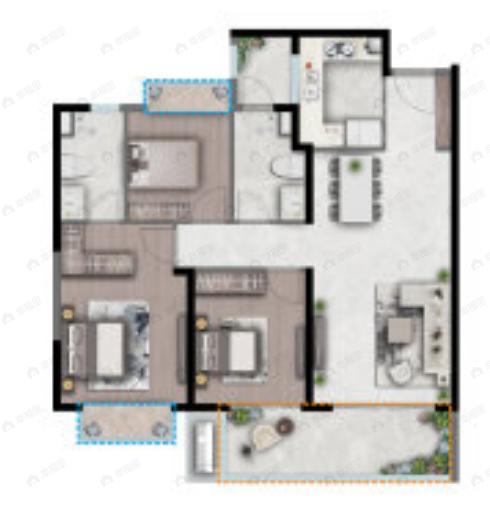 保利明玥半山3室2厅2卫户型图