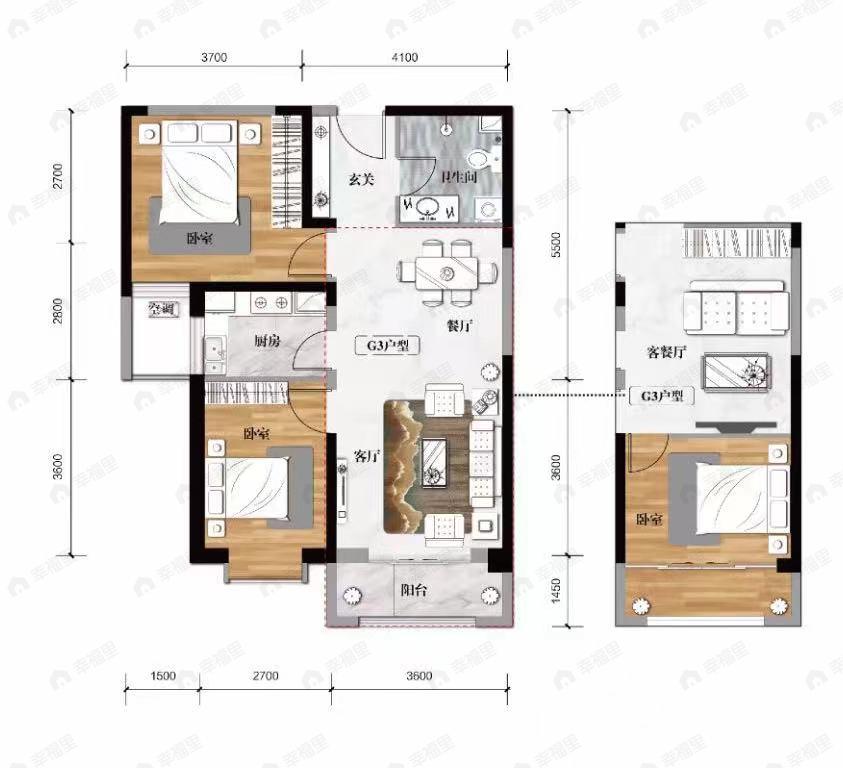 傲润天顺祥2室2厅1卫户型图