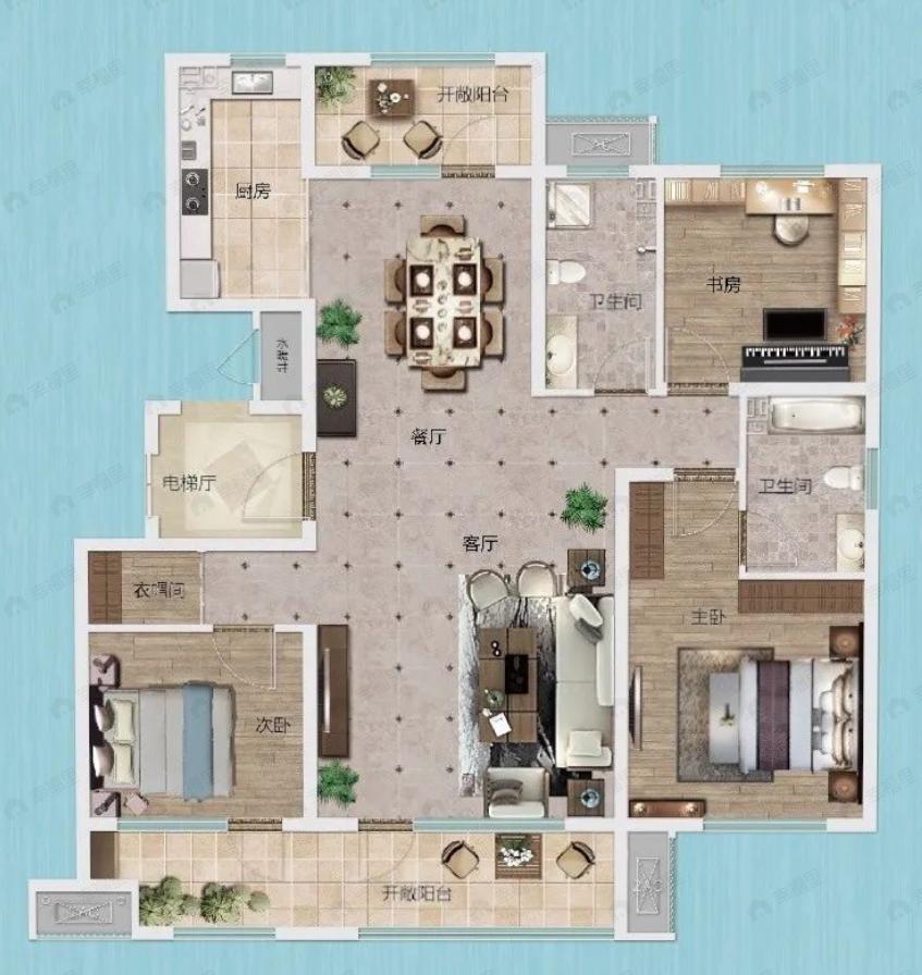 盛华海语树3室2厅2卫户型图