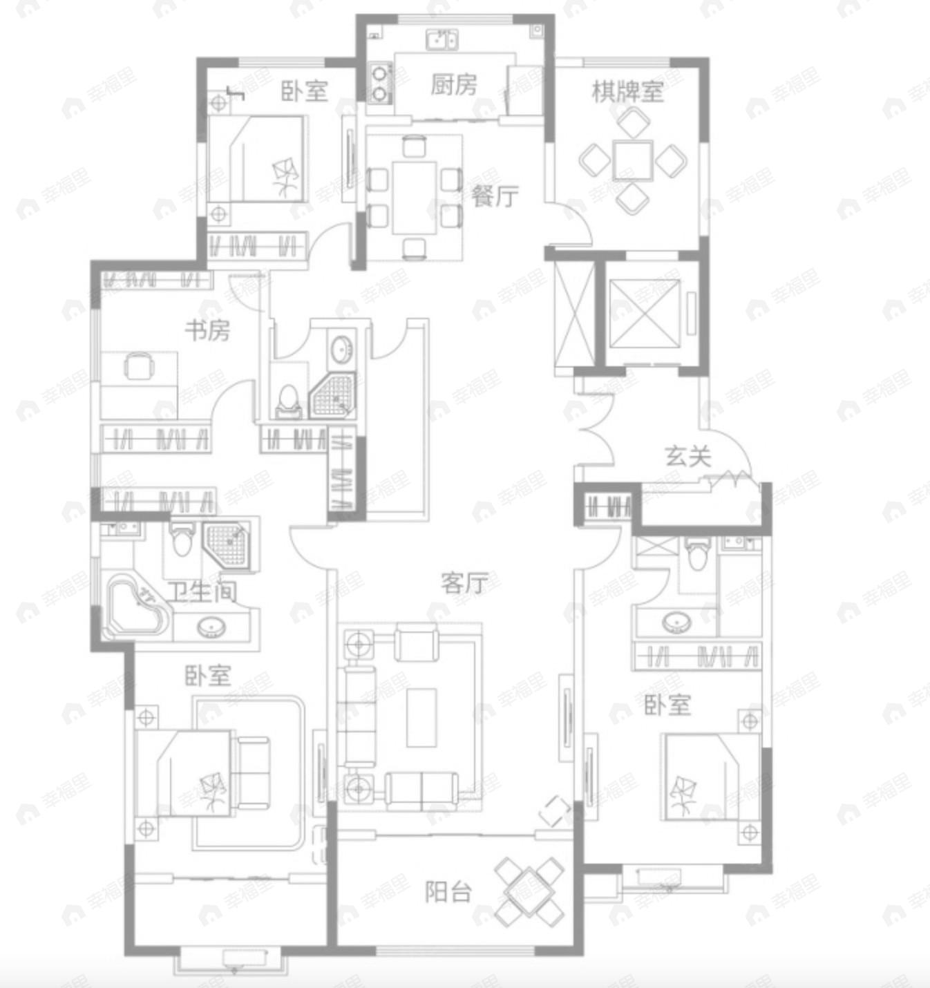 华利佳悦城5室2厅3卫户型图