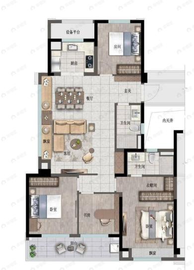 圆尊府4室2厅2卫户型图