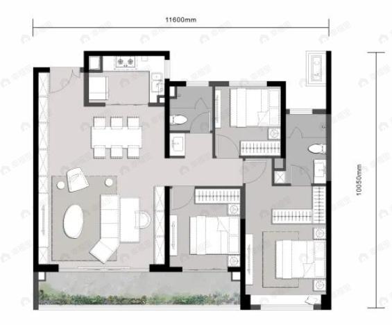 中粮·大悦未来城3室2厅2卫户型图