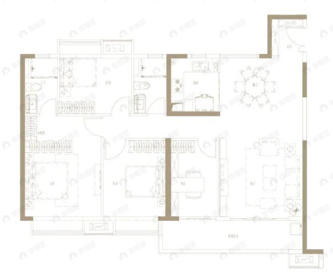 保利天汇4室2厅2卫户型图