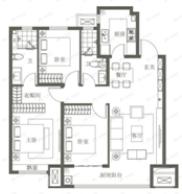 通建融创城3室2厅2卫户型图