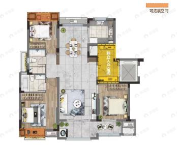 托斯卡纳小镇3室2厅2卫户型图