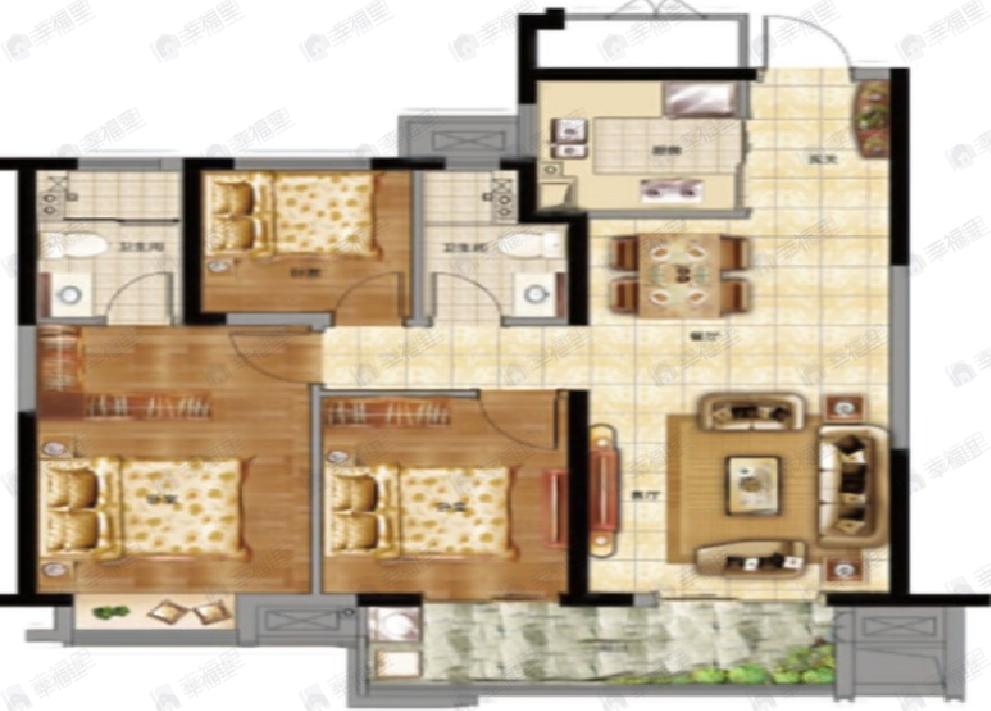 中建壹品澜庭3室2厅2卫户型图