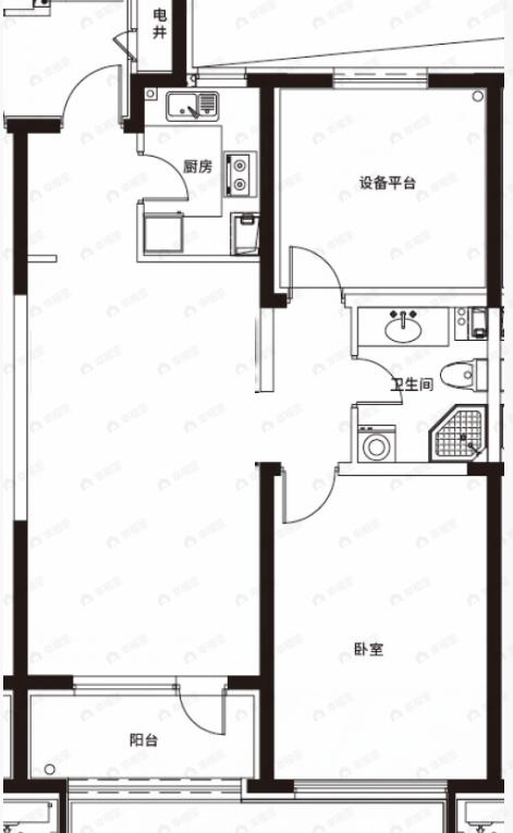 恒大半岛天境1室2厅1卫户型图